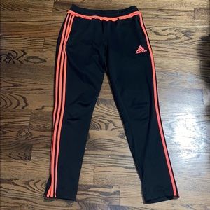 Adidas Black and Pink Striped Track Pants